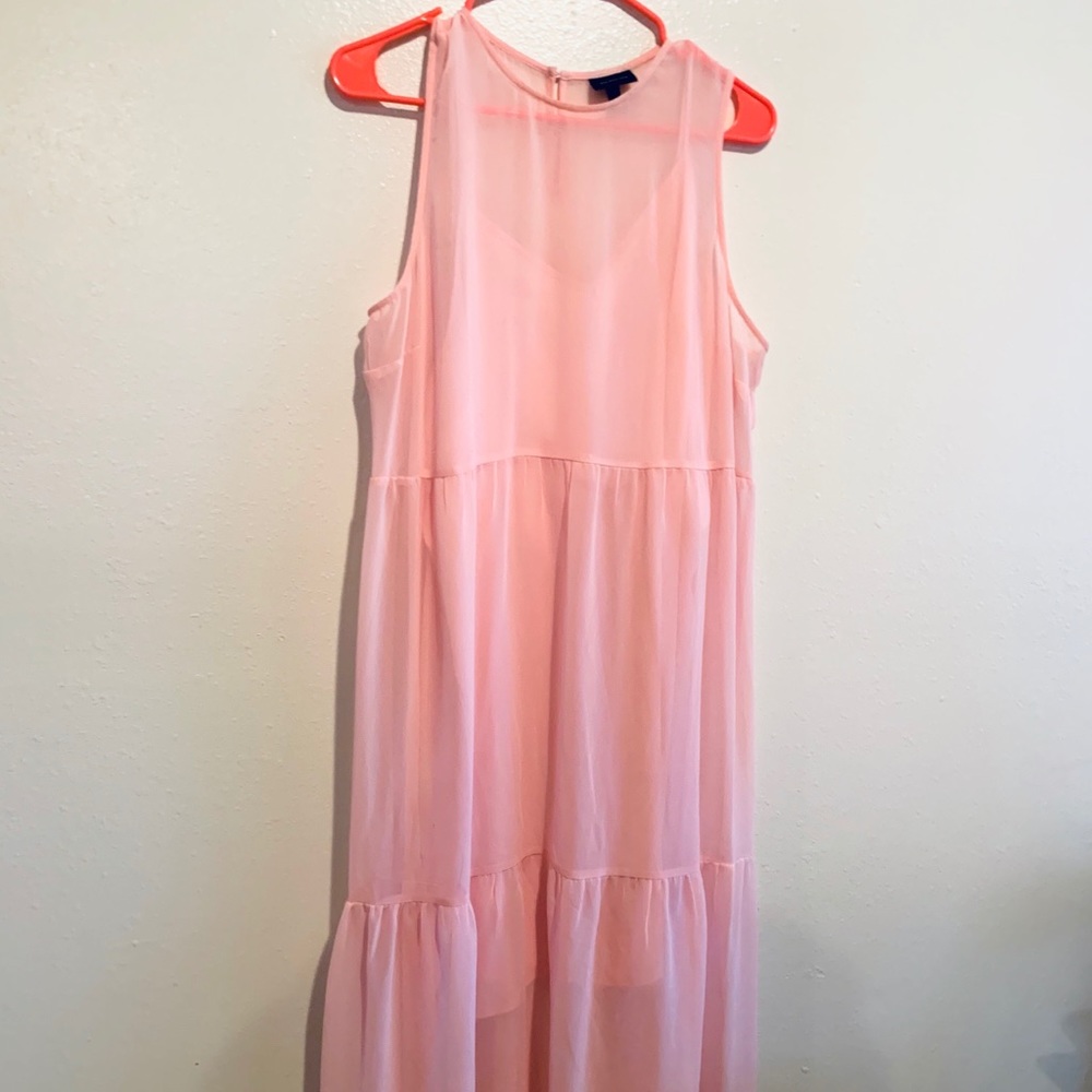Who What Wear Peach Maxi Dress with Ruffles